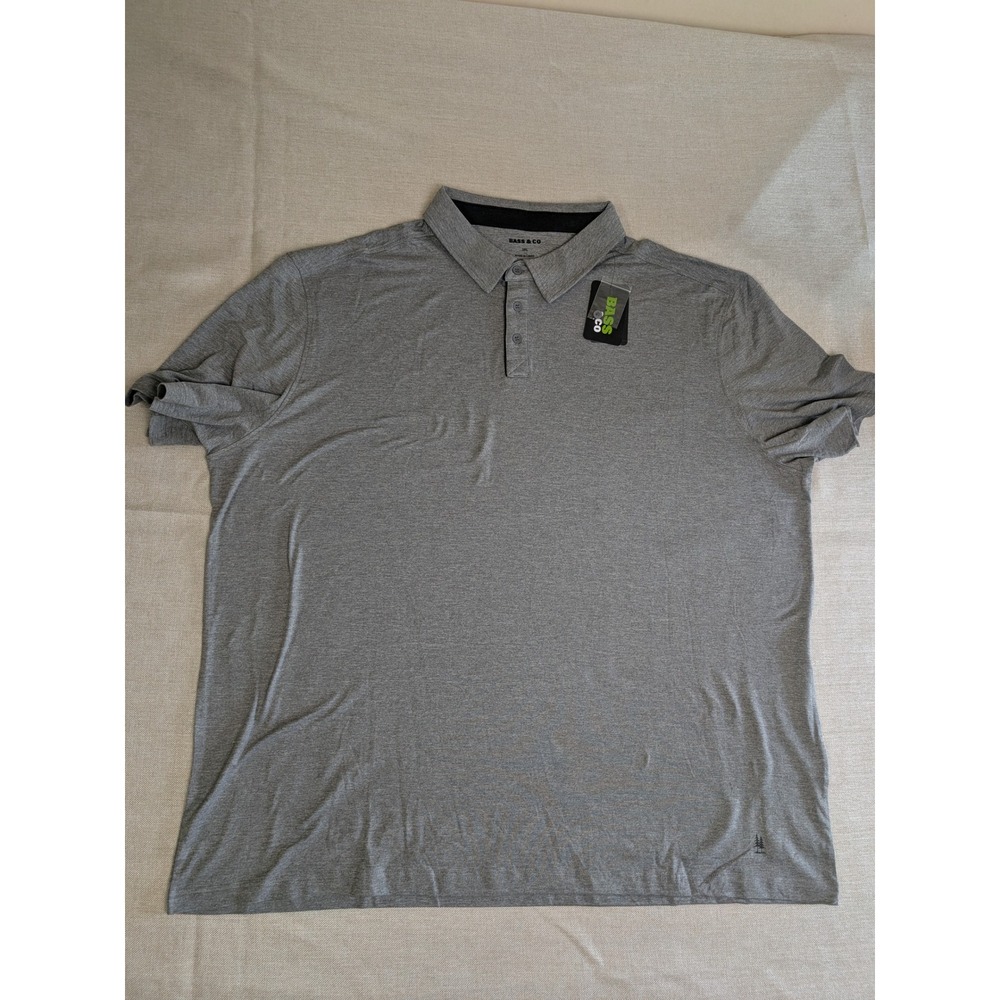 Bass & Co Performance Polo‎ Mens 3XL Heather Grey NWT Short Sleeve Stretch